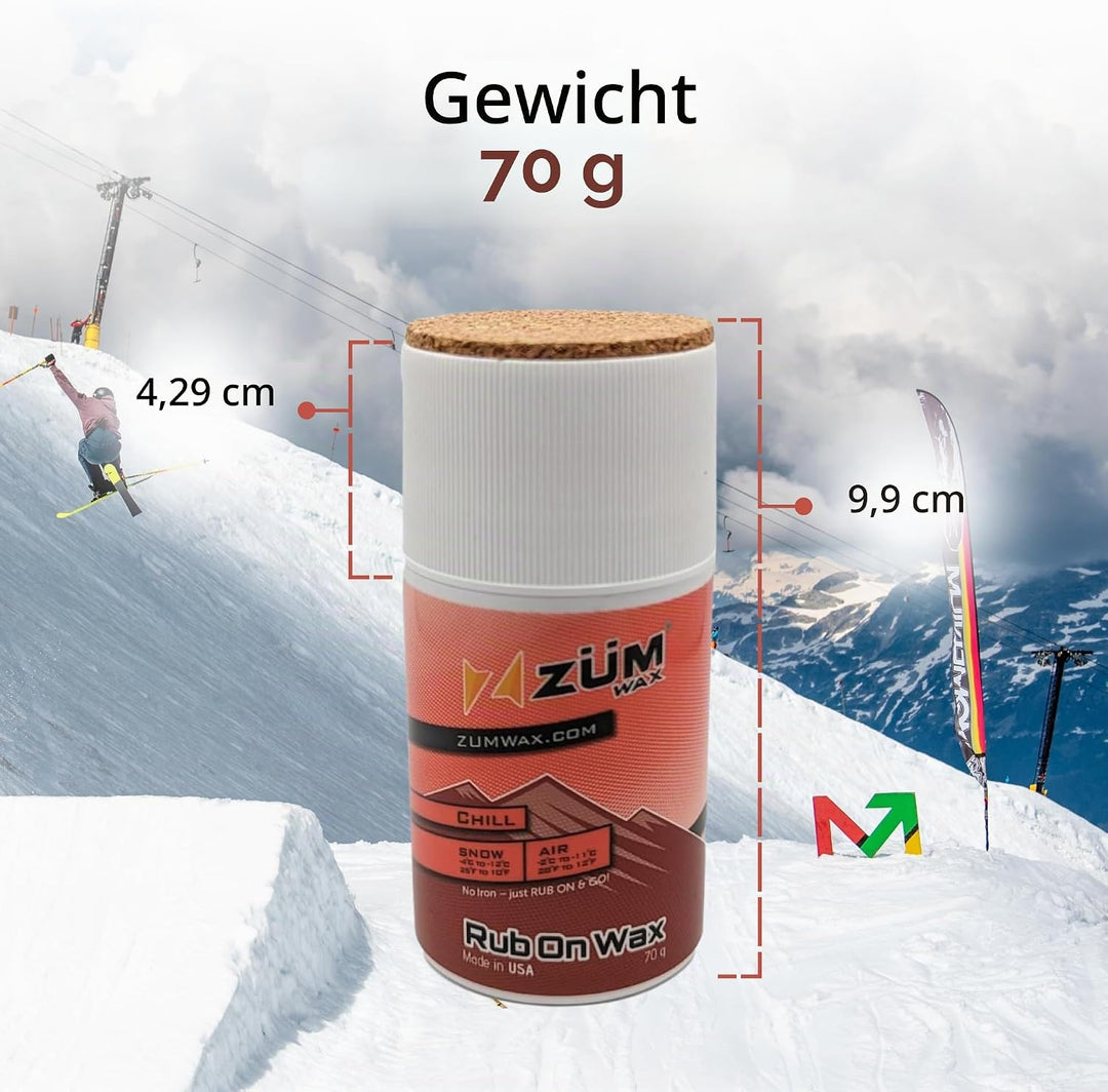 ZUMWax RUB ON WAX Ski/Snowboard - CHILL Temperature - 70 gram - INCREDIBLY FAST!!! by ZUMWax