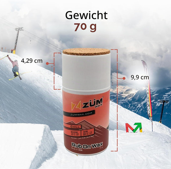 ZUMWax RUB ON WAX Ski/Snowboard - CHILL Temperature - 70 gram - INCREDIBLY FAST!!! by ZUMWax