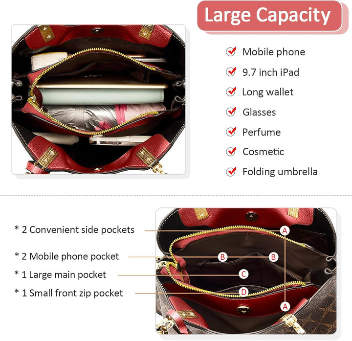 DIRRONA Damen Handtasche Mittel Schultertasche Casual Umhängetasche PU Leder Tasche Shopper Party To