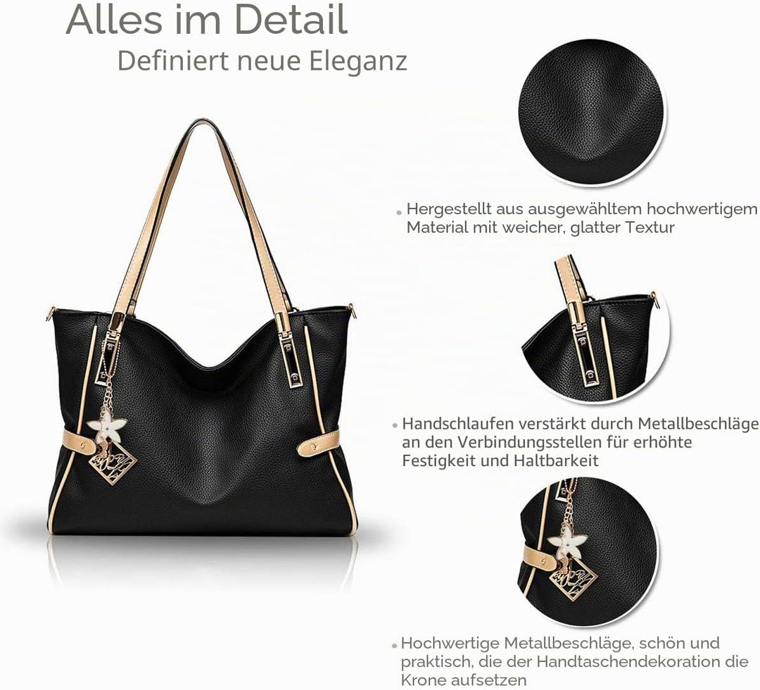 Nicole&amp;Doris Neue Handtasche Damen Schultertasche Henkeltaschen für Frauen Tasche Messenger Bag Blac