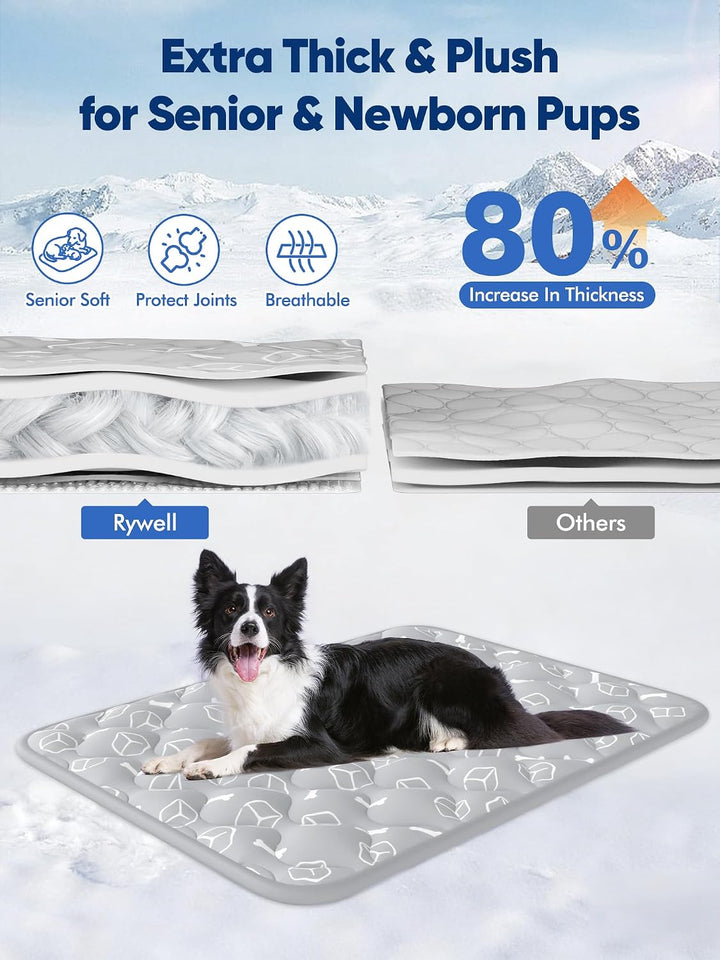 Rywell Kühlmatte für Hunde 90x70 cm, Plus Version, Selbstkühlend mit Arc-Chill-Gewebe, Verdickt, Far
