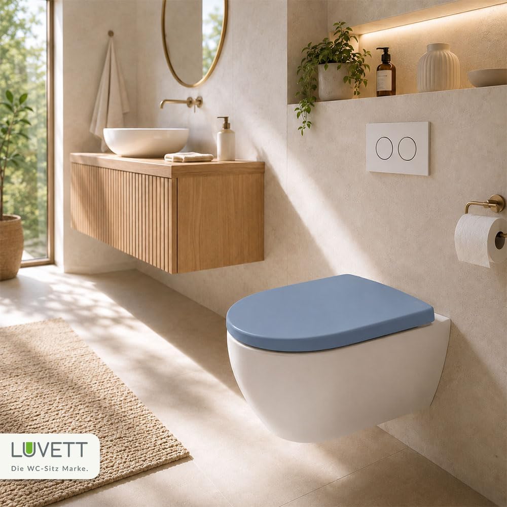 LUVETT® WC-Sitz mit Absenkautomatik C100 oval universell, Toilettendeckel mit 3 Edelstahl Montagelös