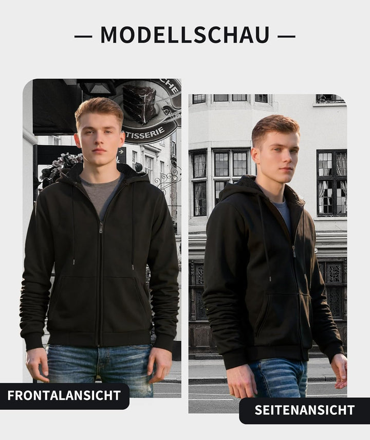 SwissWell Herren Fleecejacke Full Zip Kapuzenjacke Winter Sweatjacke mit Kapuze Gefütterte Hoodie Mä