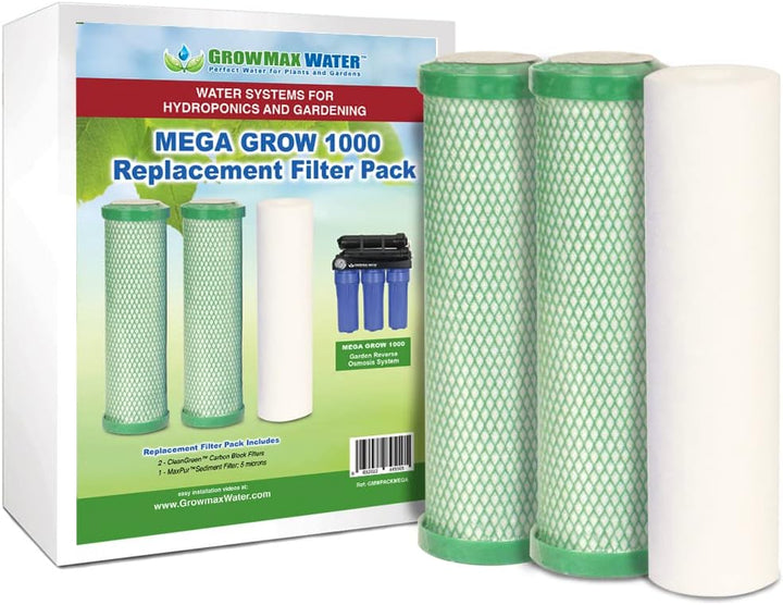 3er Pack Filter für Mega Grow 1000 Geräte, 2 x Kohlefilter Block + 1 x 5 Mikron Sedimentfilter GrowM
