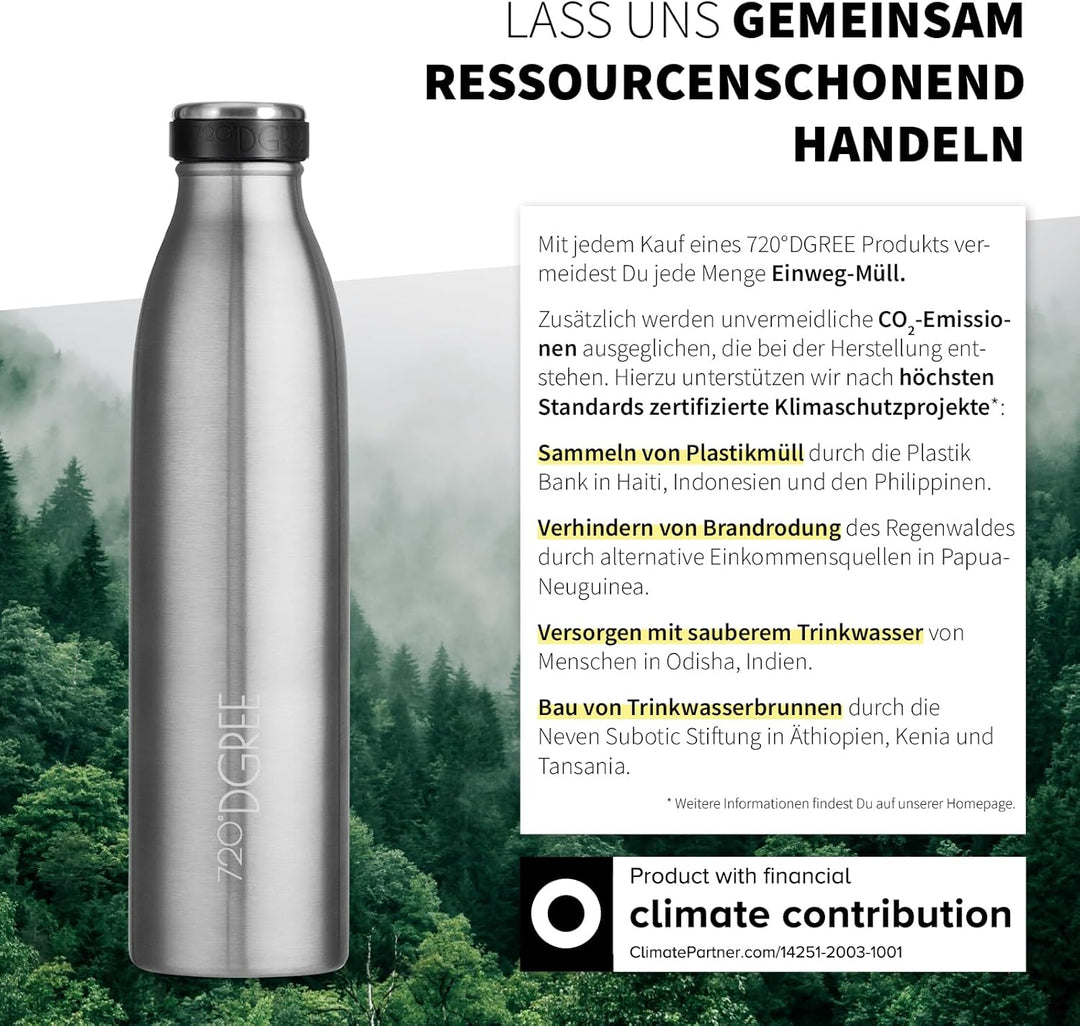 720°DGREE Edelstahl Trinkflasche “milkyBottle” - 750ml - BPA-Frei, Auslaufsicher, Kohlensäure geeign