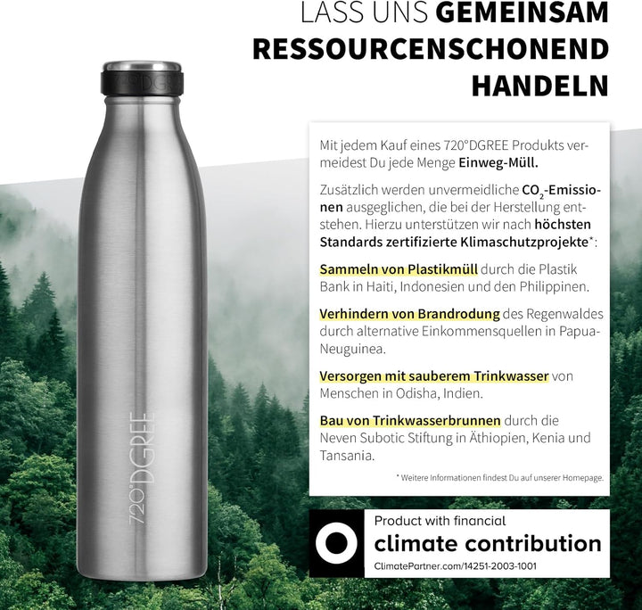 720°DGREE Edelstahl Trinkflasche “milkyBottle” - 750ml - BPA-Frei, Auslaufsicher, Kohlensäure geeign
