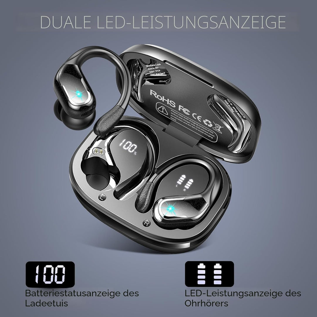 Bluetooth Kopfhörer Sport, 75Std Kopfhörer Kabellos Bluetooth 5.4, HiFi Stereo Tiefer Bass Wireless