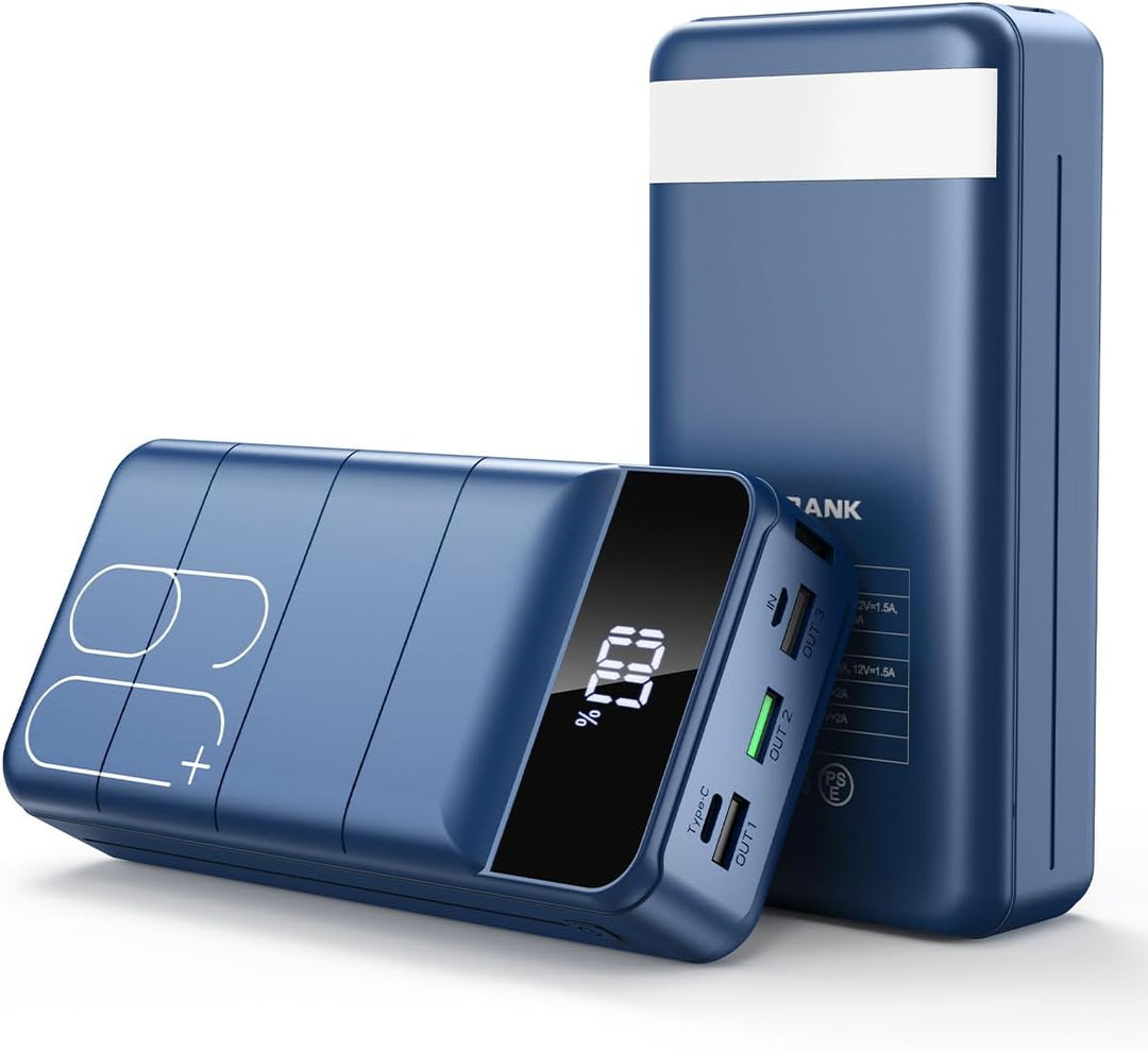 60000mAh Power Bank, 22,5W Powerbank USB-C Schnellladefunktion Externe Akku mit 4 Ausgänge und 3 Ein