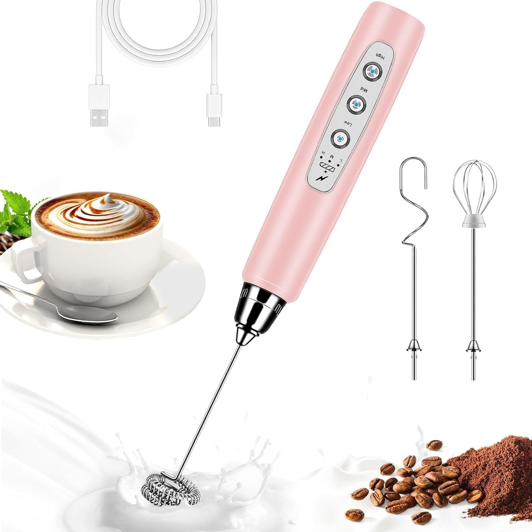 BSRGMS Milchaufschäumer Handheld für Kaffee, Elektrischer Schneebesen 3 Geschwindigkeit Einstellbar,