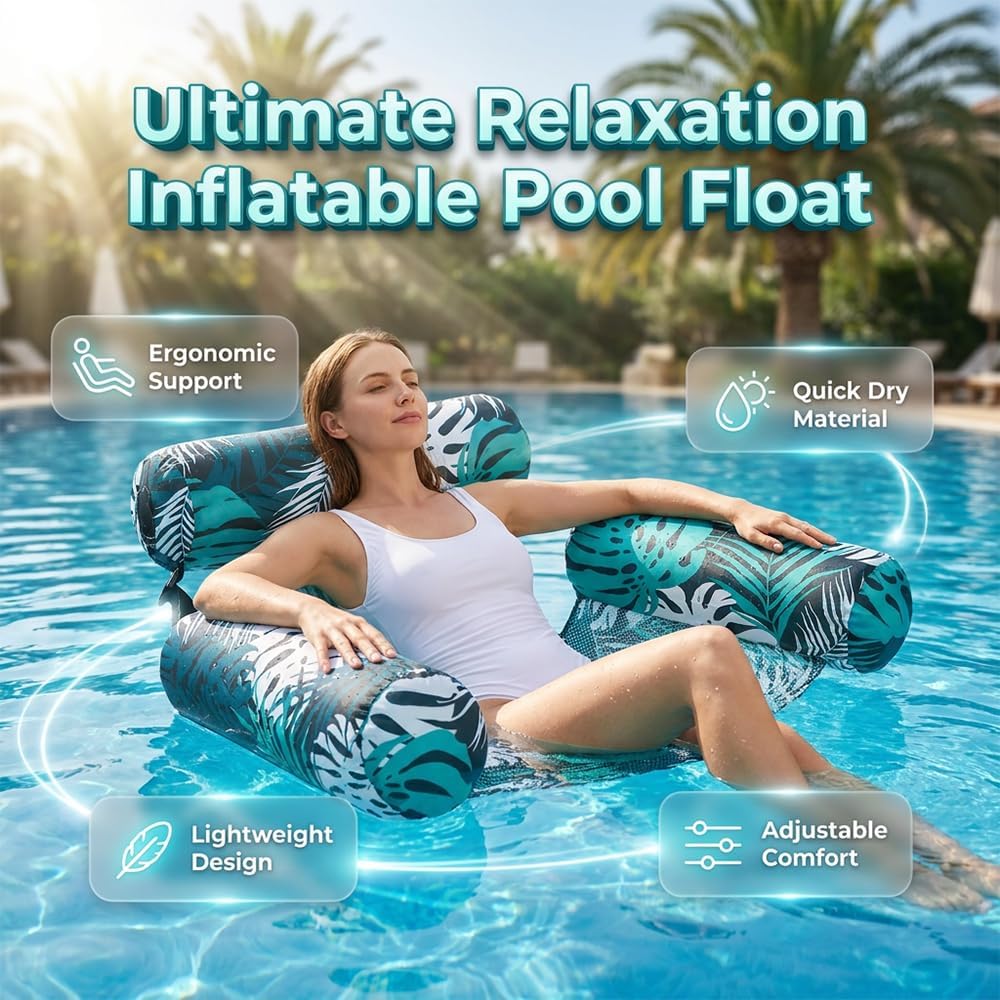 Luftmatratze Pool Wasser für Erwachsene, Aufblasbarer Sesse, Luftmatratze Wasser Sitz Hängematte Erw