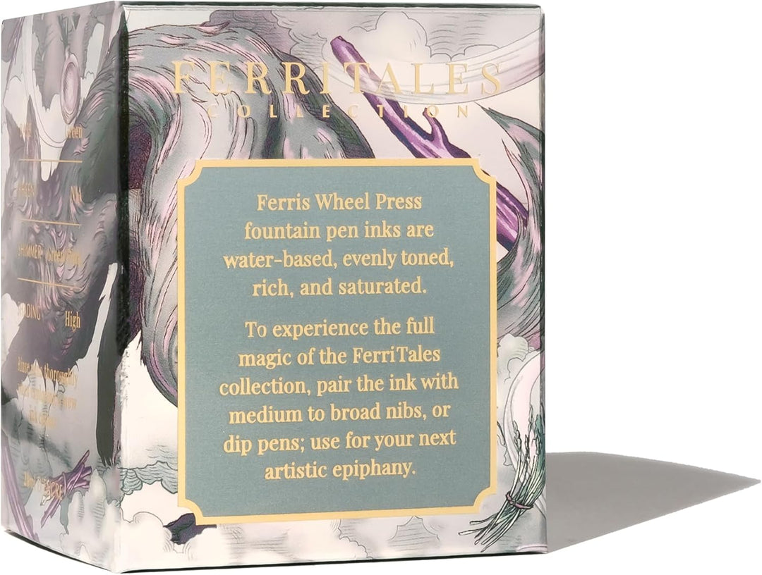 Ferris Wheel Press Fountain Pen Ink, FerriTales Collection, Deep Eucalyptus with Duochrome green/pin