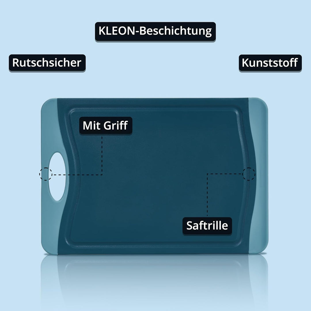 KHG Schneidebrett aus Kunststoff Petrol - 37 x 25 x 0,8 cm - Grosses Messerbrett, Küchenbrett rutsch