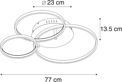 Qazqa - Moderne Deckenleuchte I Deckenlampe I Lampe I Leuchte schwarz inkl. LED und Dimmer - Rondas