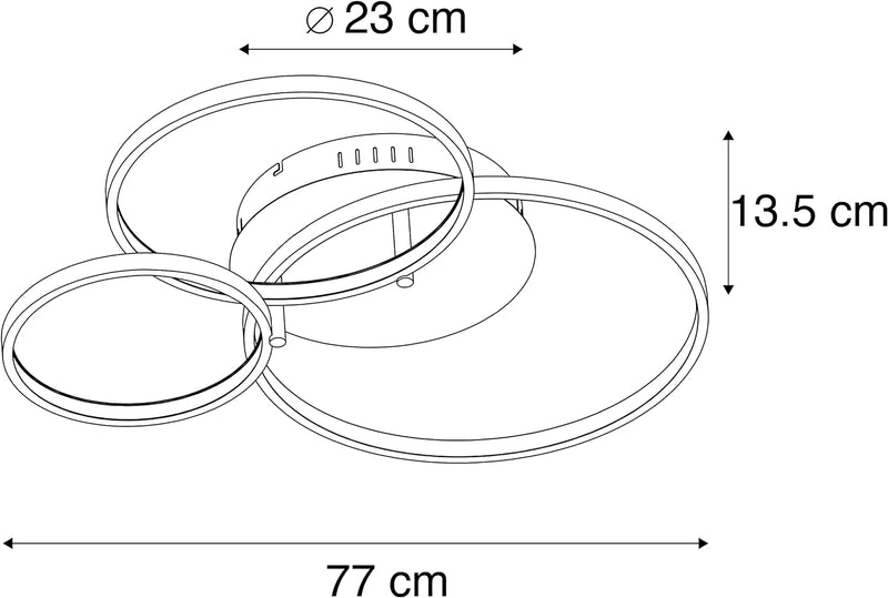 Qazqa - Moderne Deckenleuchte I Deckenlampe I Lampe I Leuchte schwarz inkl. LED und Dimmer - Rondas