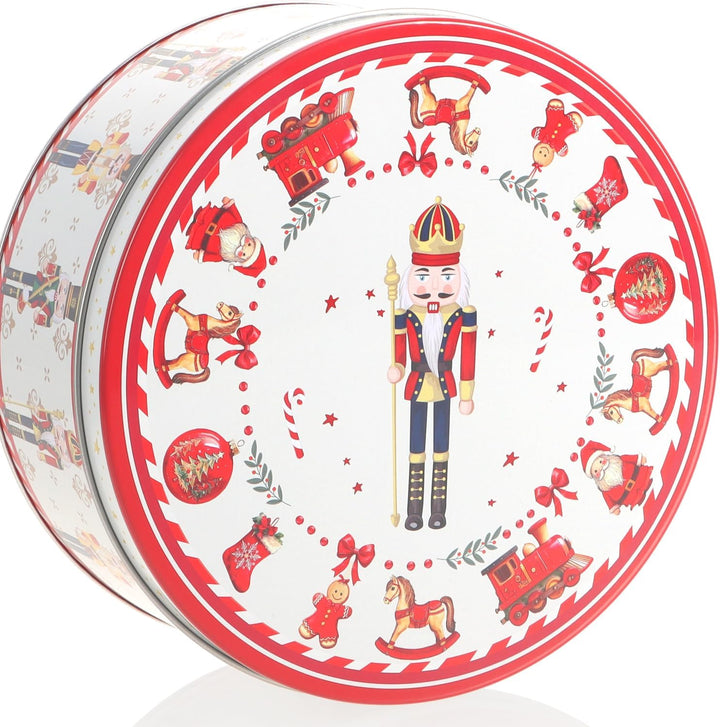 com-four® 3x Vorratsdosen aus Metall - ineinander stapelbare Keksdosen mit Adventskranz, Nussknacker