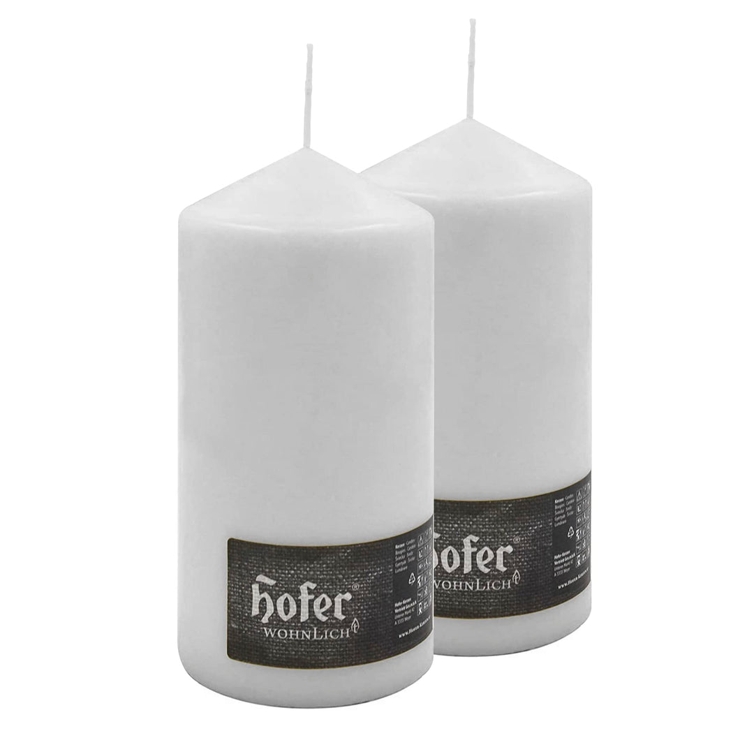 Hofer Stumpenkerzen Säulenkerzen, 2 Stück Set, Lange Brenndauer ca. 110 Stunden, Durchmesser 10 cm,