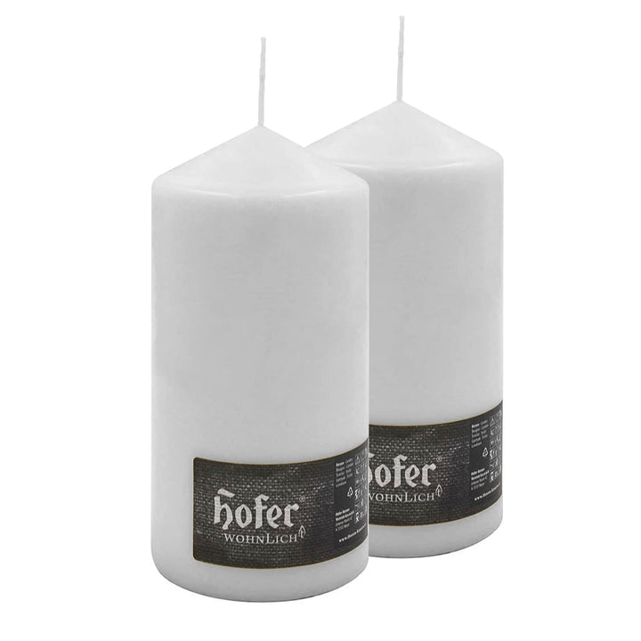 Hofer Stumpenkerzen Säulenkerzen, 2 Stück Set, Lange Brenndauer ca. 110 Stunden, Durchmesser 10 cm,