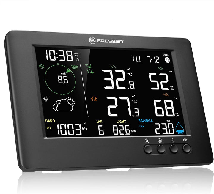 Bresser WLAN 7-in-1 Wetterstation TB: Umfangreiche Daten, Grafik-Prognose, Multi-Sensor, Innenklima-