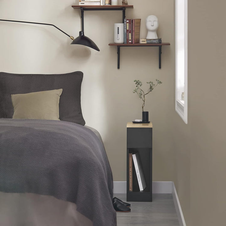 SoBuy FBT111-SCH Nachttisch mit Schublade für Boxspringbett Sofatisch Beistelltisch schmal Telefonti