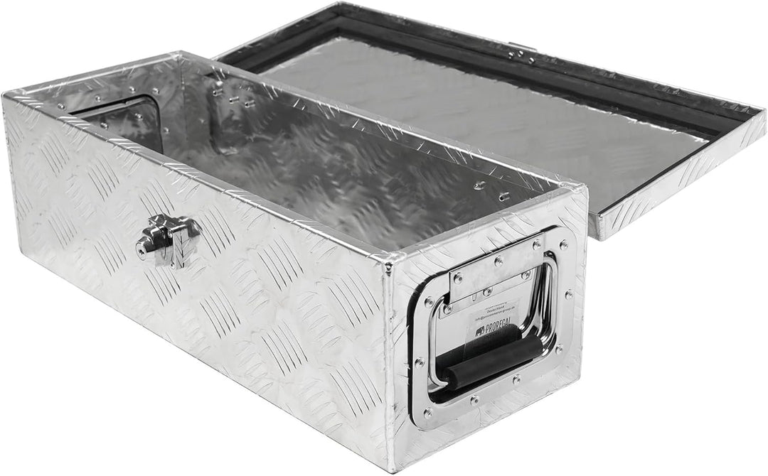 PROREGAL Deichselbox TITAN Anhängerbox für PKW Anhänger Alubox abschliessbar mit Deckel & 2 Schlüsse