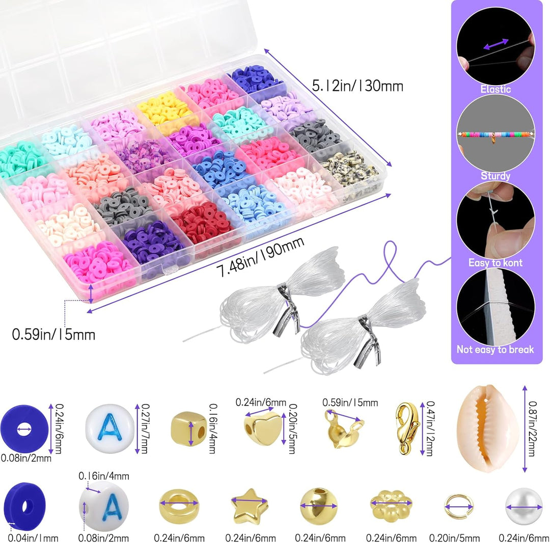 BIBOKLTIY 168 Farben Clay Perlen 20860pcs Perlen Zum Auffädeln 6mm Polymer Clay Perlen Armbänder Sel