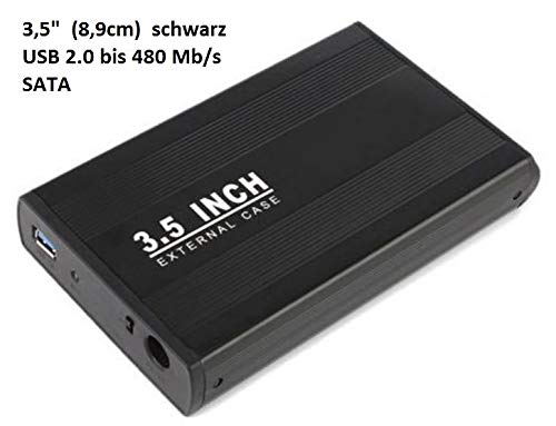 Externe USB Festplattengehäuse aus Metall 3,5" (8,9cm) USB 2.0 SATA schwarz