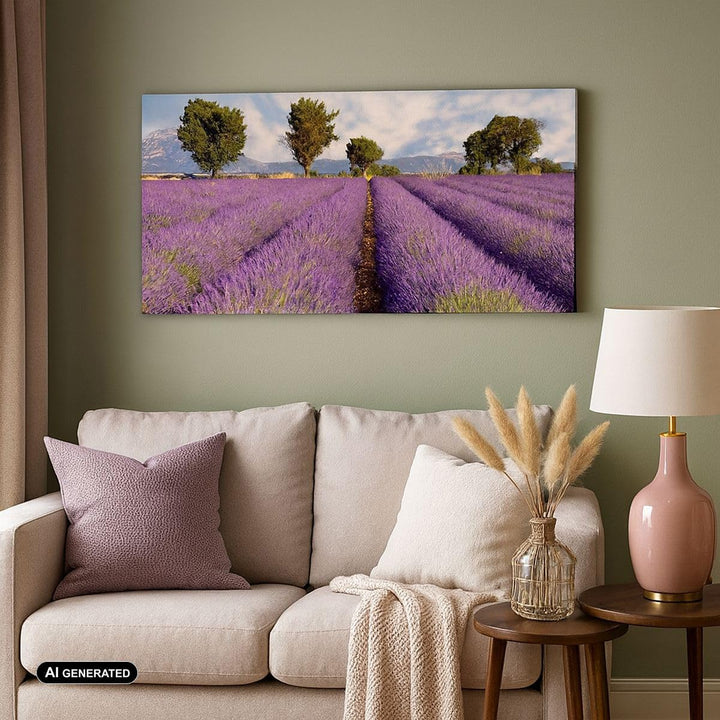 Wandbilder Dekoration Wohnzimmer Landschaft Wiese Pflanzen Panorama Bilder auf Leinwand 120x50cm Lei