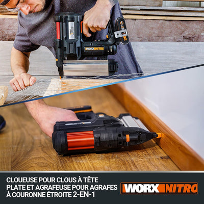 WORX WX840 NITRO NailForce Akku Nagler und Tacker 20V - 2-IN-1 Funktionen als Bolzensetzgerät & TACW