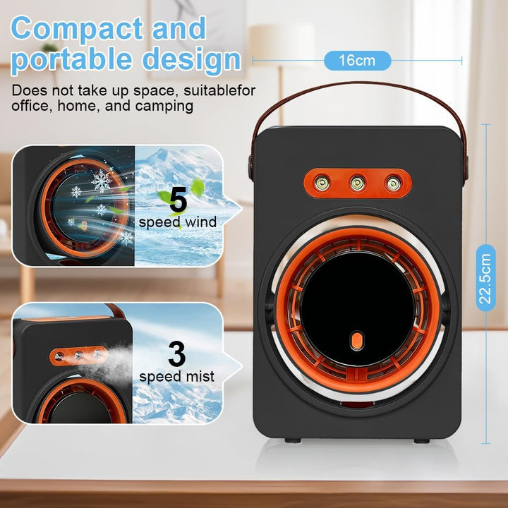 Mobile Klimageräte Mini Luftkühler, Mini Ventilator USB,Luftkühler mit Verdunstungskühlung mit 5 Ges