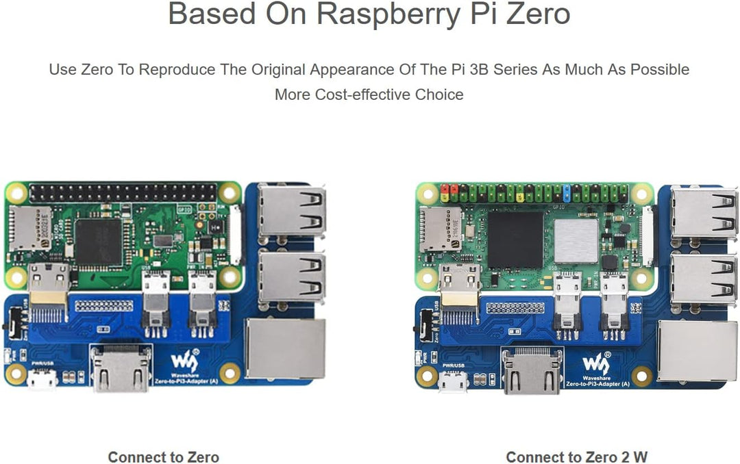 Waveshare Pi Zero auf Raspberry Pi 3 Model B/B+ Adapter, Onboard 4-CH USB Port, 100M Ethernet Port u