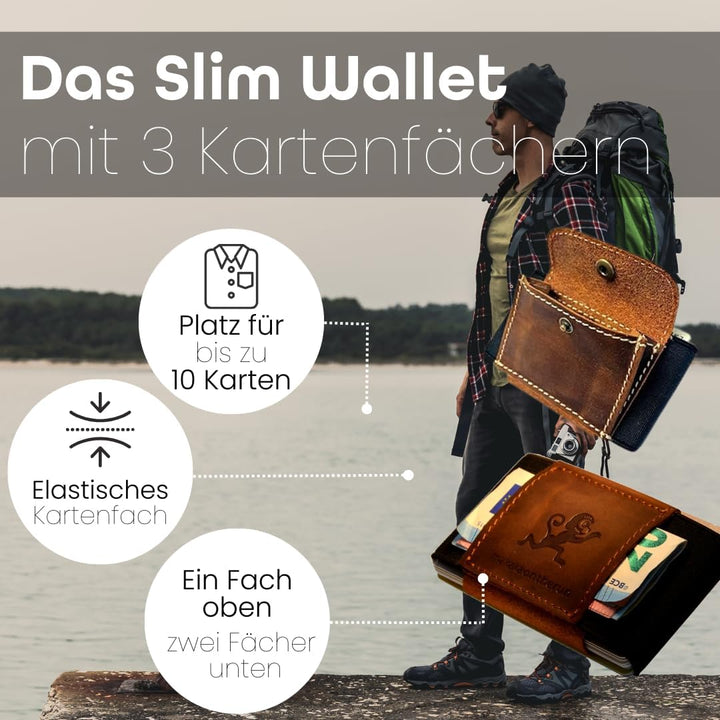 MakakaOnTheRun Slim Wallet Kartenetui Herren mit Münzfach, Kreditkartenetui für Herren - Geldbörsen,