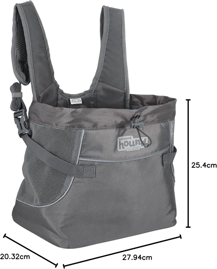 Outward Hound PupPak Tragetasche für Hunde, Grösse S, Grau PupPak Frontträger L 30 x B 18 x H 28 cm