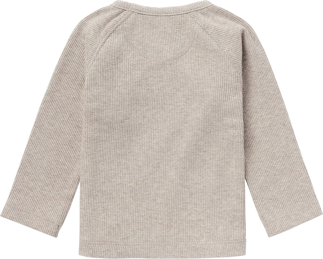 Noppies Unisex Baby U Tee Overlap Ls Rib Nanyuki T-Shirt 44 Taupe Melange - P757, 44 Taupe Melange -