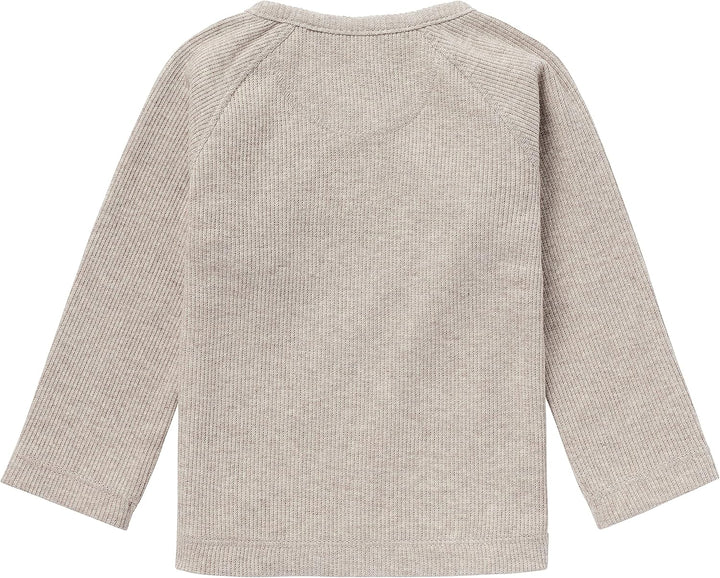 Noppies Unisex Baby U Tee Overlap Ls Rib Nanyuki T-Shirt 44 Taupe Melange - P757, 44 Taupe Melange -