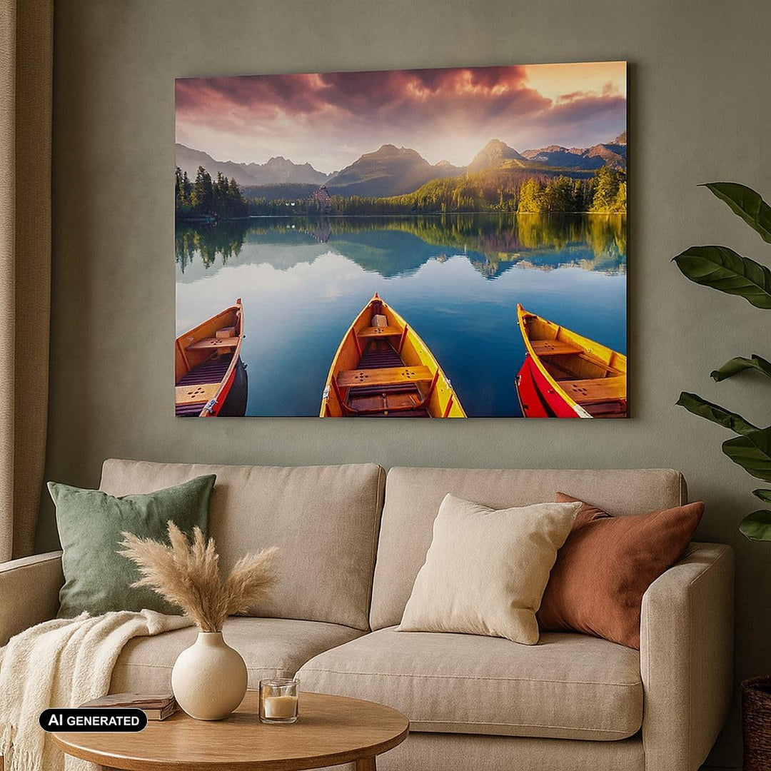 ARTTOR Bilder auf Leinwand 100x70cm Leinwandbild mit Rahmen See Natur Gross Wanddeko Bild Schlafzimm