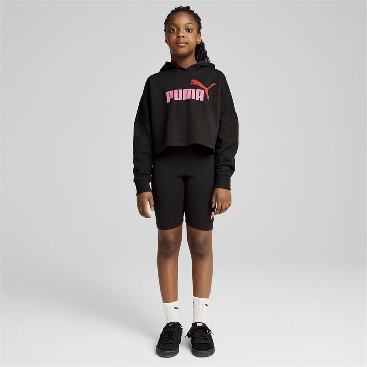 PUMA Mädchen ESS Logo Cropped Hoodie G Sweat 110 Puma Black, 110 Puma Black