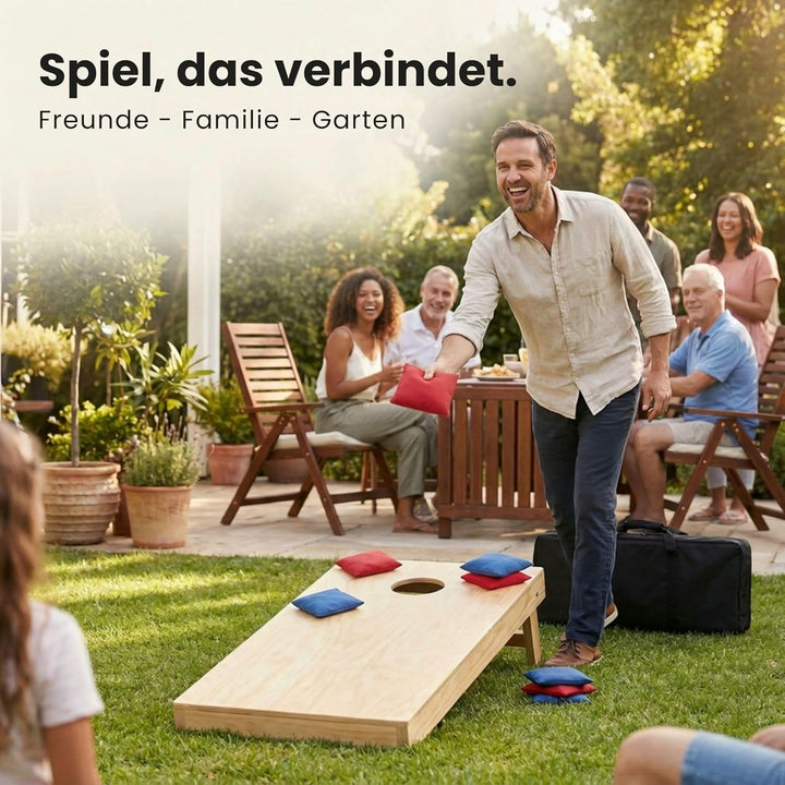 Cornhole Set aus Holz 90x60 cm – Hochwertiges Outdoor Wurfspiel für Garten & Freunde – inkl. 8 Bags