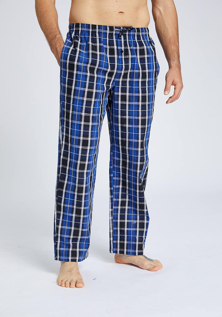 JupiterSecret Herren Pyjamahose Lang Schlafanzughosen für Herren Karierte Nachtwäsche 3er Packs 100%