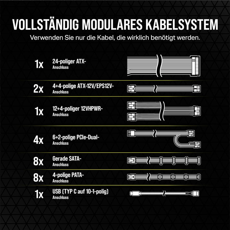 Corsair HX1000i Vollmodulares, Extrem Geräuscharmes ATX-Netzteil - ATX 3.0- Und PCIe 5.0-kompatibel