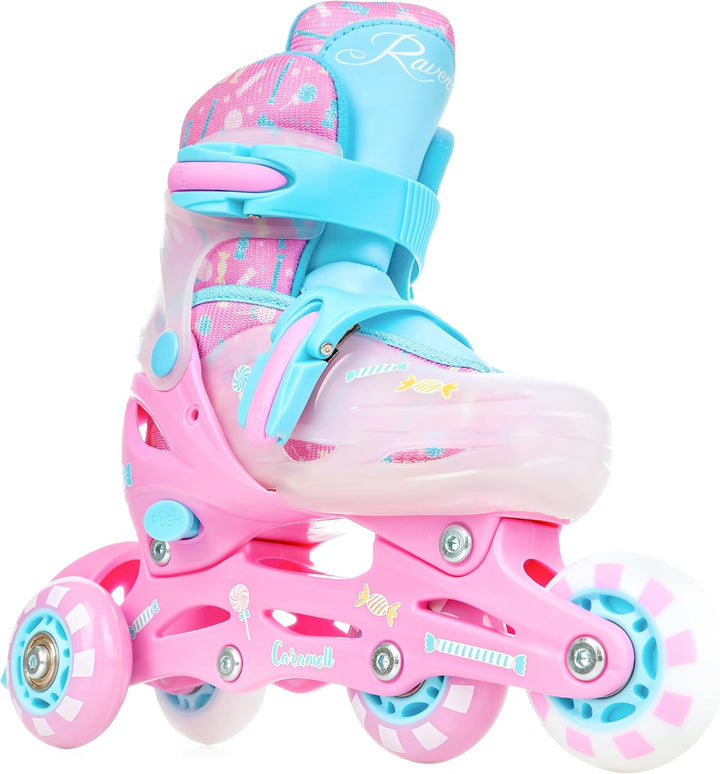 RAVEN 4in1 Inline Skates Triskates Rollschuhe Schlittschuhe Inliner für Kinder Mädchen verstellbar G