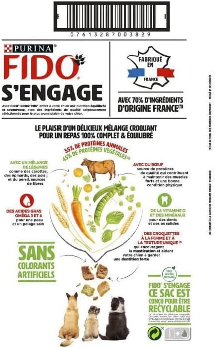Fido Croq Mix: Rind, Gemüse, 7 kg, Trockenfutter für ausgewachsene Hunde