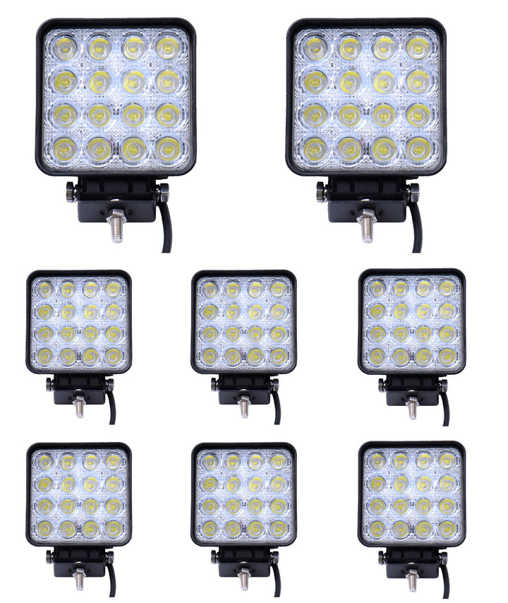 Greenmigo 8 Stücke 48W Led Scheinwerfer Offroad Lampe Flood Arbeitsscheinwerfer LED Arbeitslicht 12V
