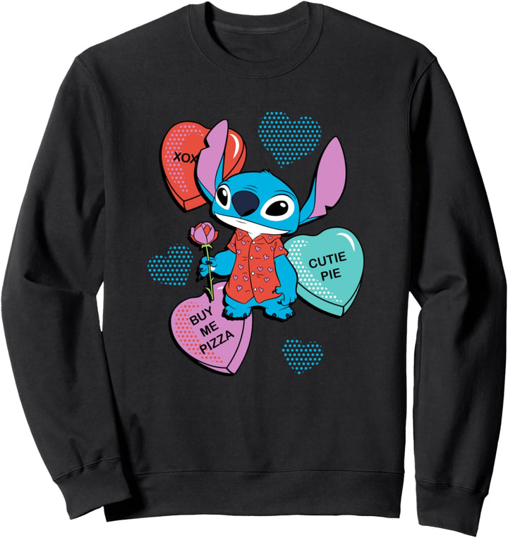 Disney Stitch Funny Candy Hearts Valentine's Day Sweatshirt