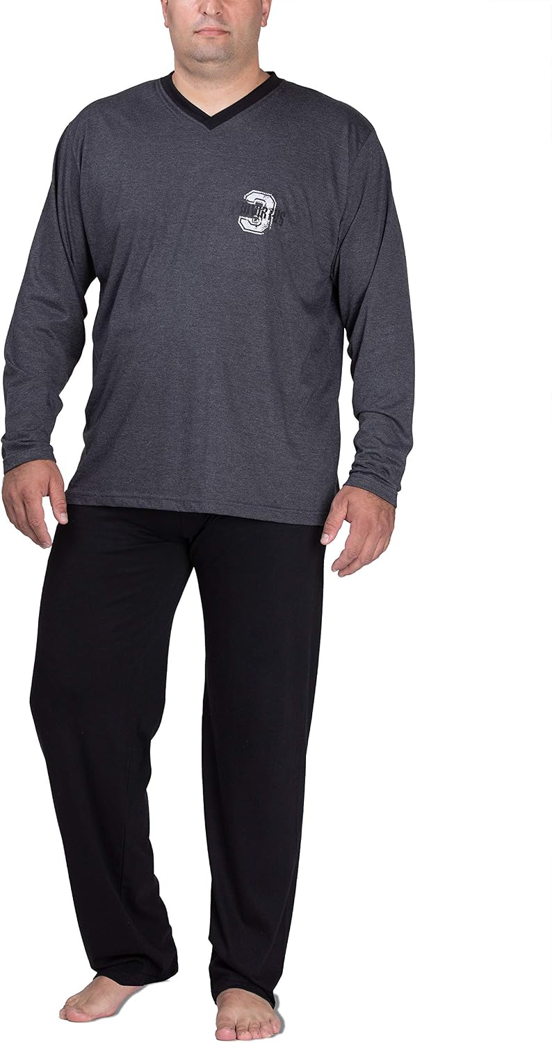 Moonline Schlafanzug Herren lang übergross aus Baumwolle | Pyjama von Grösse XXL bis 6XL, Zweiteiler