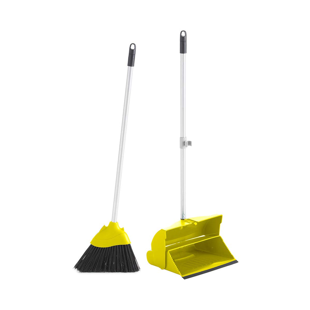 Maya Professional Tools 09020 Besen- und Kehrschaufel-Set, mit Verschluss, Gelb, gelb