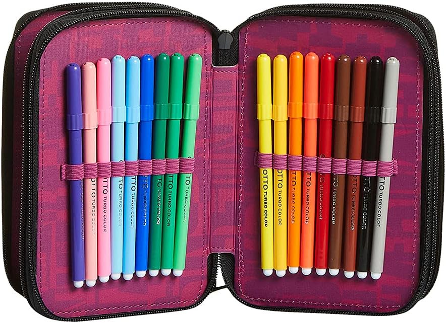 Invicta Federmäppchen, Mäppchen, mehrfarbig, Federtasche für Schreibwaren, Etui mit Stiften, Kugelsc