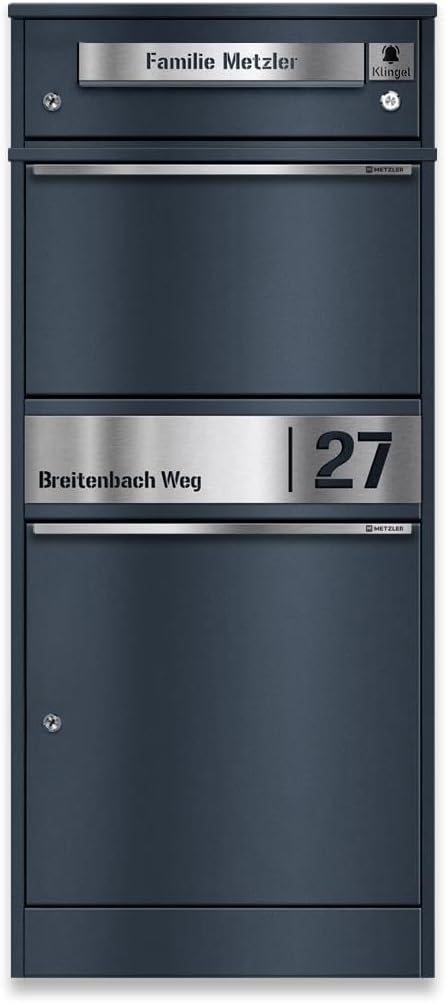Metzler Briefkasten mit Paketfach & Funkklingel, Paketbox draussen gross XXL mit Klingel & 1 Steckdo