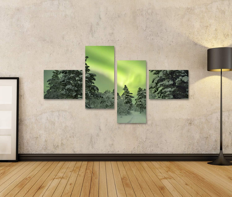 islandburner Bild auf Leinwand Aurora Borealis Pfad Winterlandschaft Finnisch Lappland Bilder Wandbi