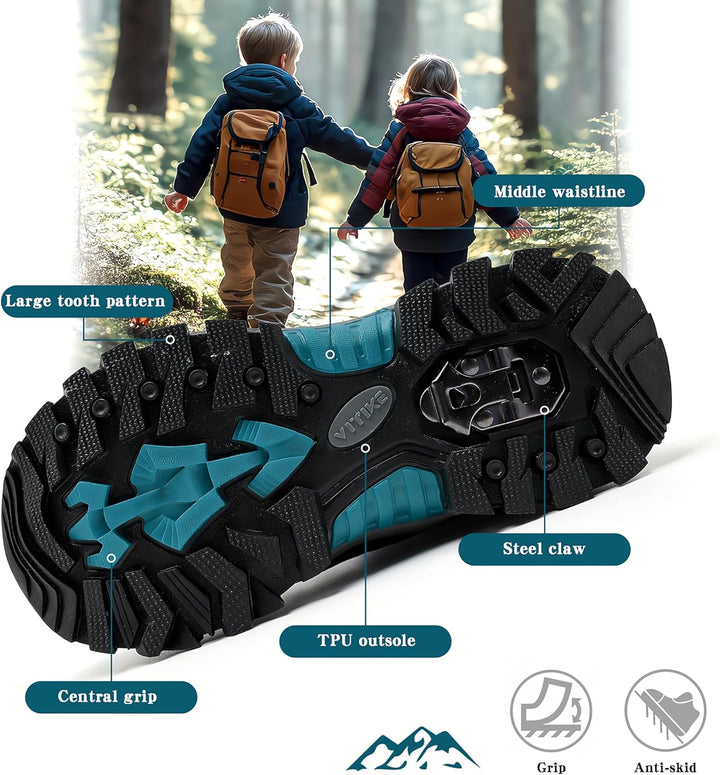 ASHION Winterschuhe Jungen Schneestiefel Kinder Mid Gefütterte Winterstiefel Wanderschuhe Trekking B