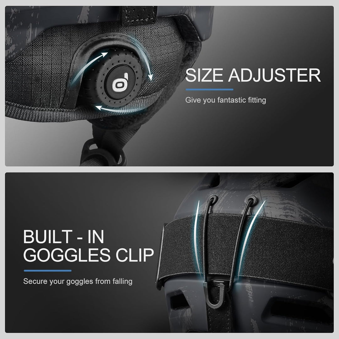 Odoland Skihelm mit Skibrille für Skifahren und Snowboard, Einstellbare Grössenverstellbar, mit Ohre